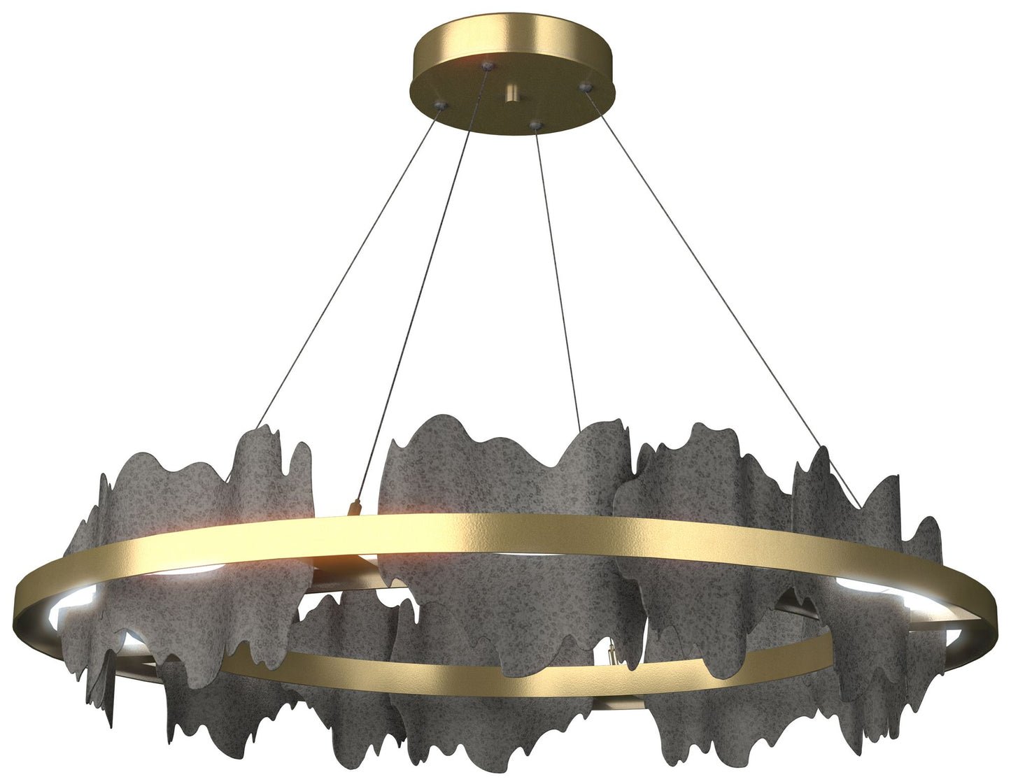 Hildene 38"W Natural Iron Accented Circular Brass Standard LED Pendant