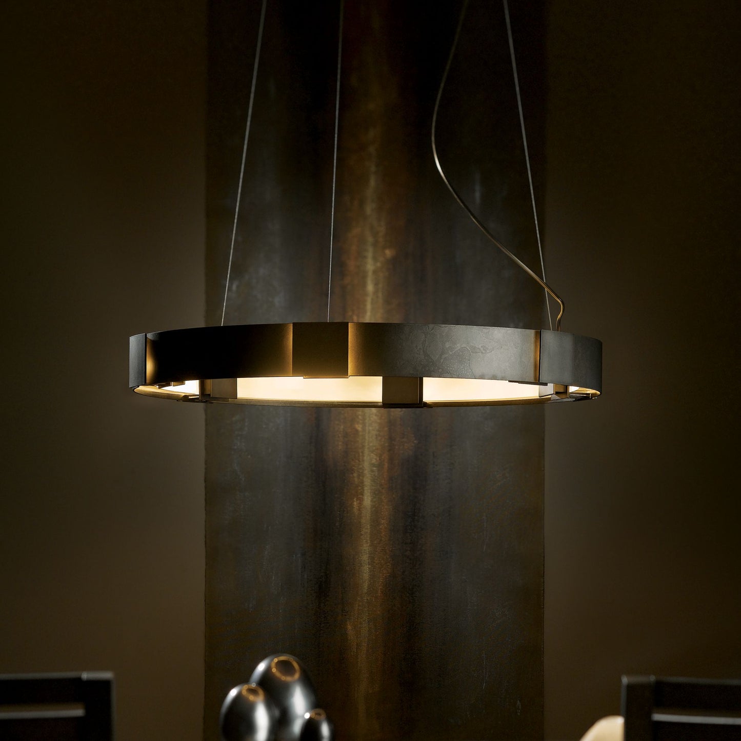 Hubbardton Forge Aura Pendant 28.9" Dark Smoke Glass Ring Pendant