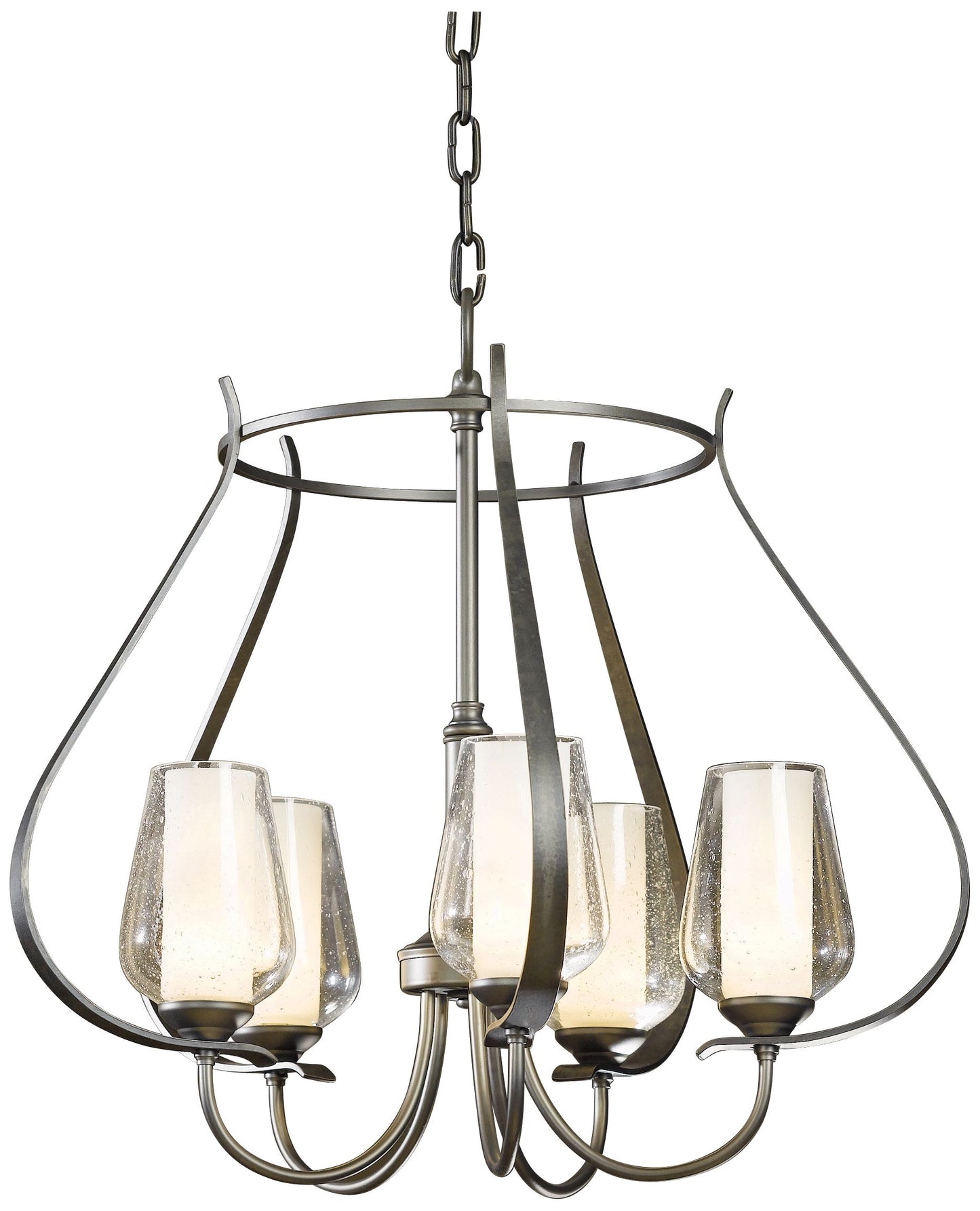 Hubbardton Forge Flora 22 1/4" Open Scroll Seeded Glass Chandelier
