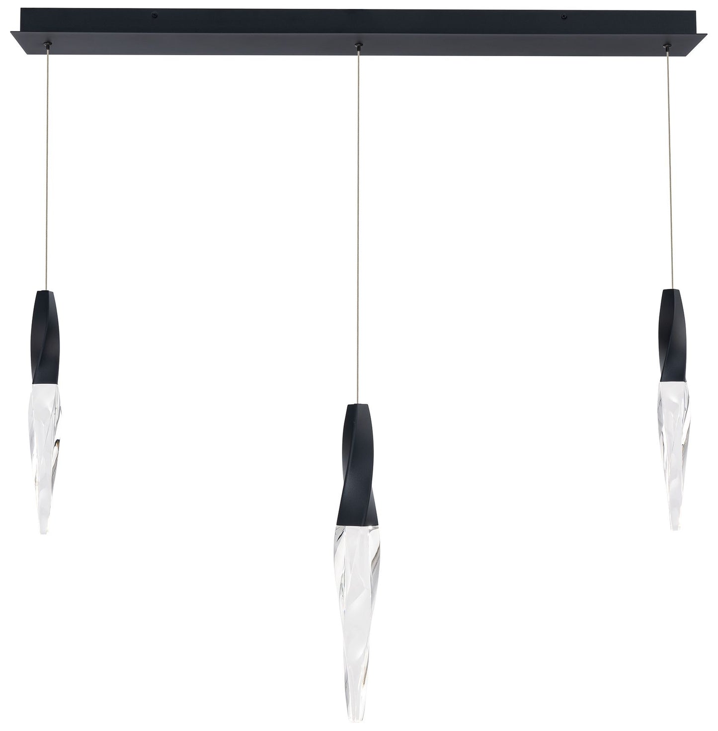 Kindjal 18"H x 40"W 3-Light Crystal Multi-Light Pendant in Black