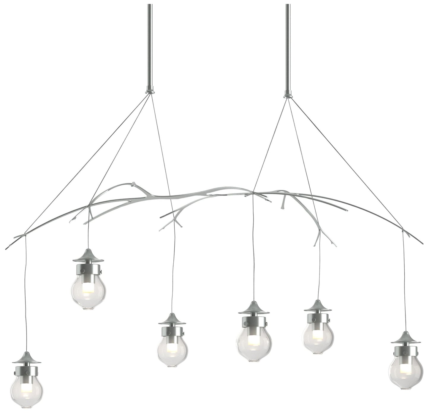 Kiwi 36.8"W Vintage Platinum Standard Pendant With Clear Glass Shade