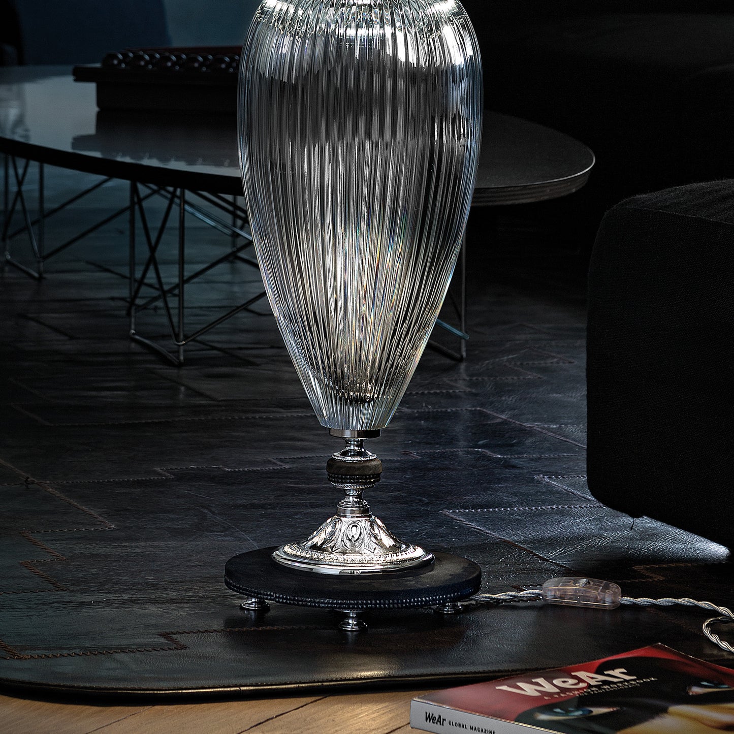 Large Contemporary Cut Crystal Table Lamp