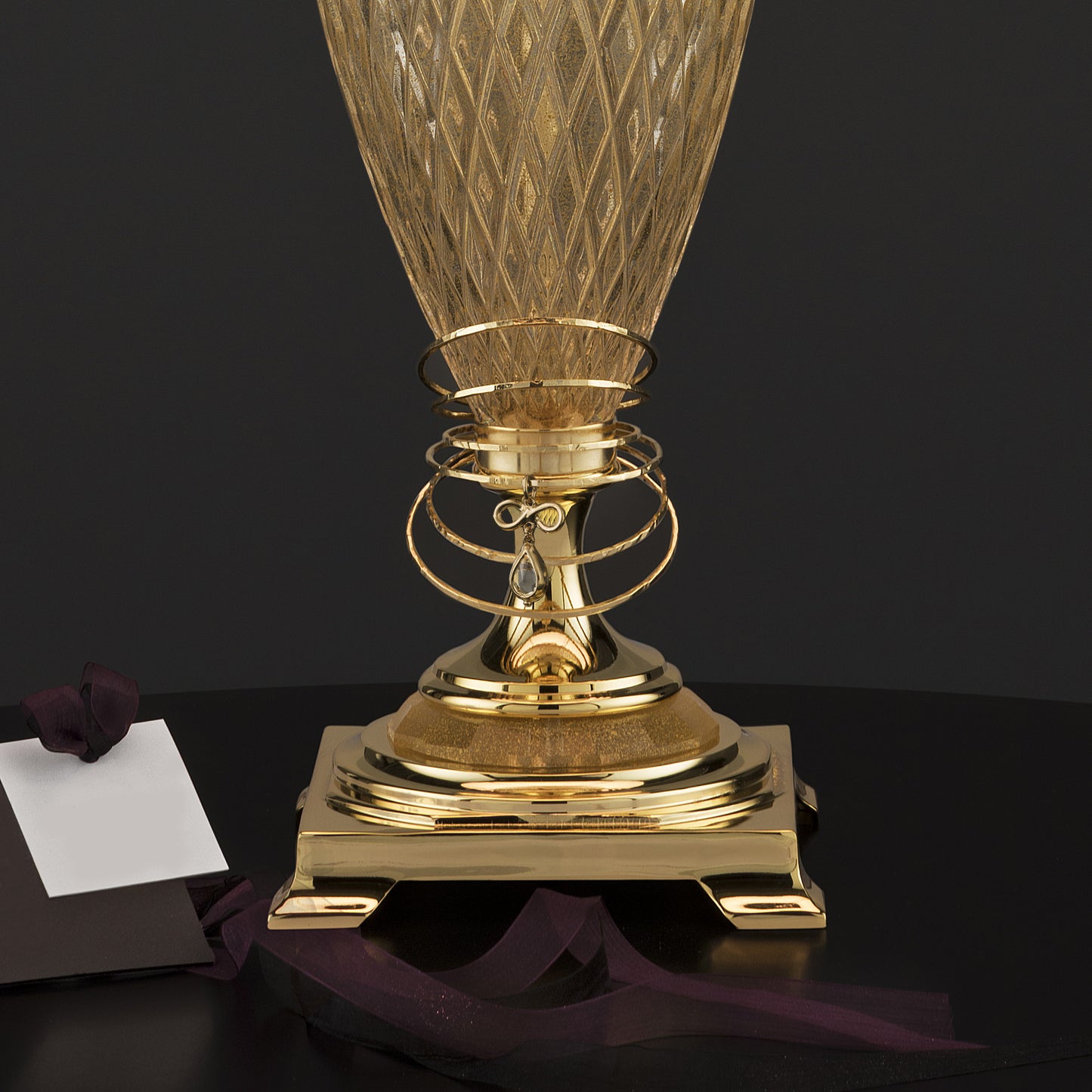 Large Glass Table Lamp With Eternity Charm