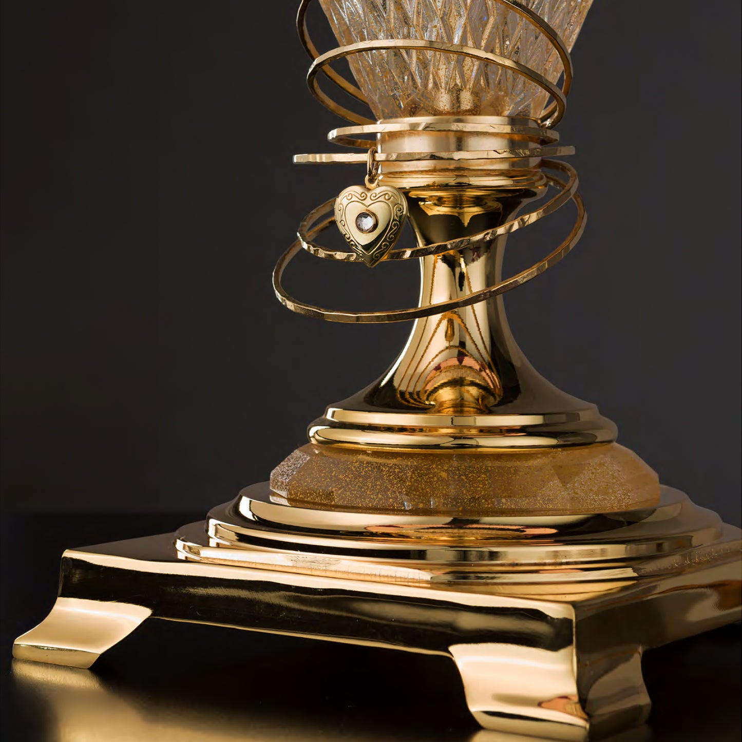 Large Glass Table Lamp With Love Charm