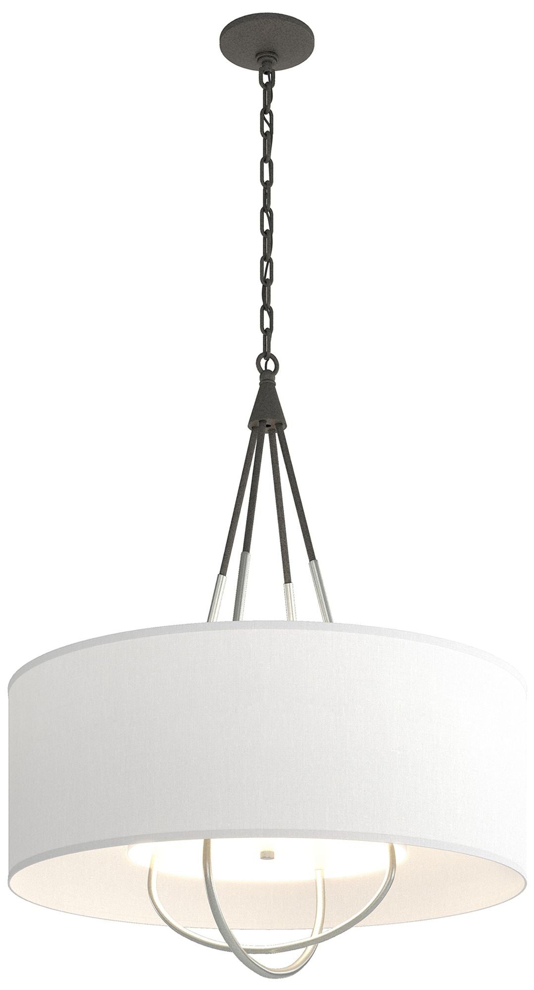 Loop Pendant - Iron Finish - Vintage Platinum Accents - Natural Anna Shade