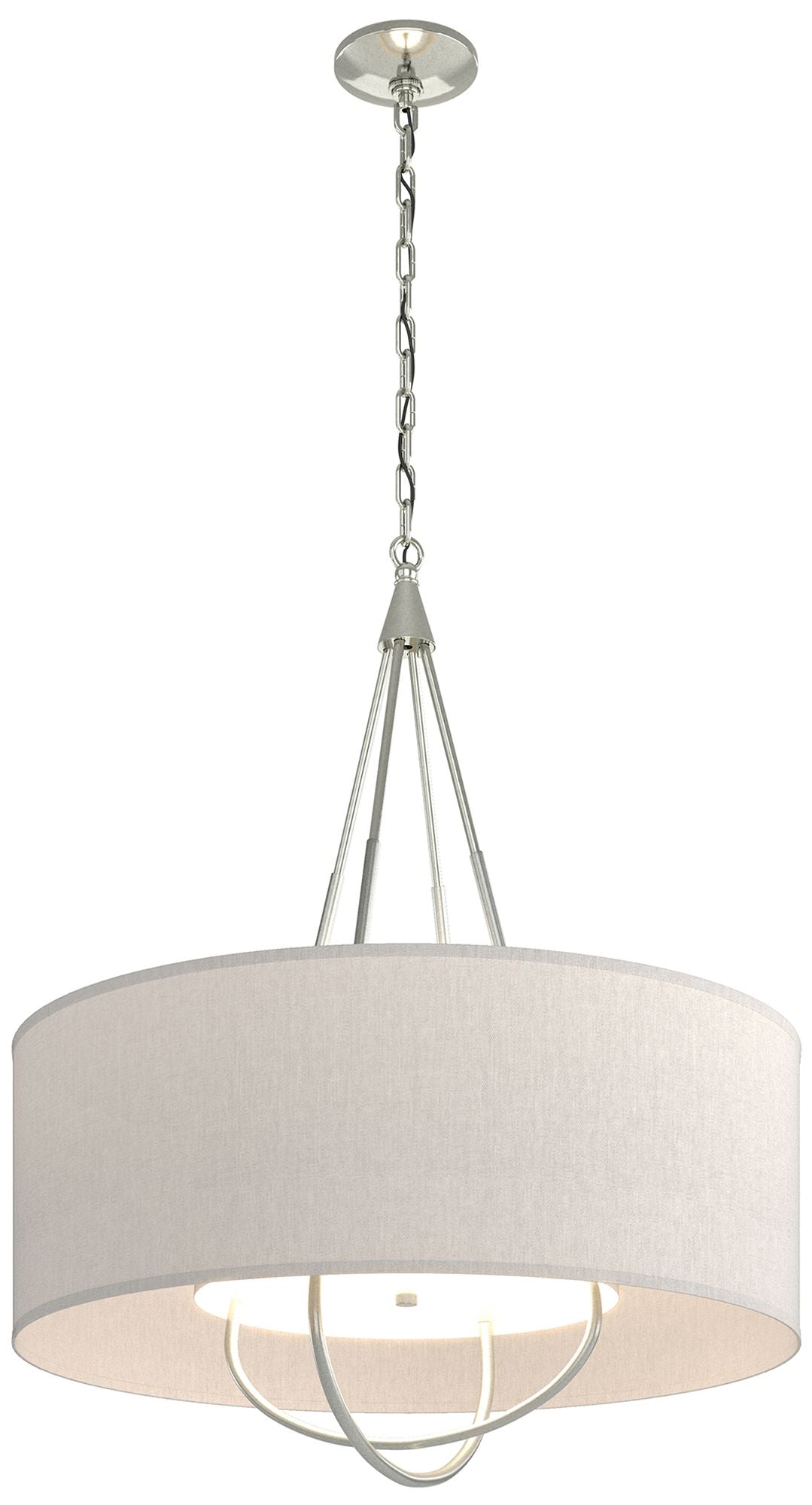 Loop Pendant - Sterling Finish - Vintage Platinum Accents - Flax Shade