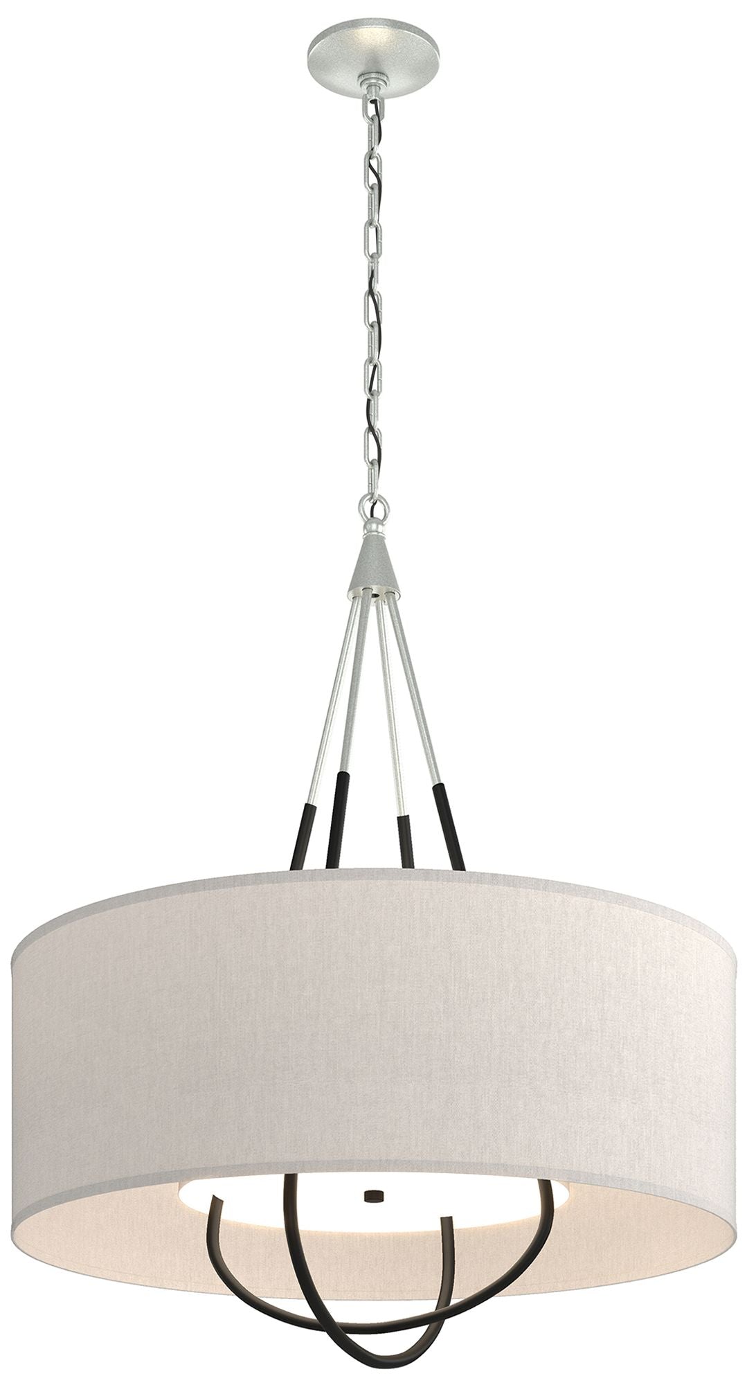 Loop Pendant - Vintage Platinum Finish - Black Accents - Flax Shade