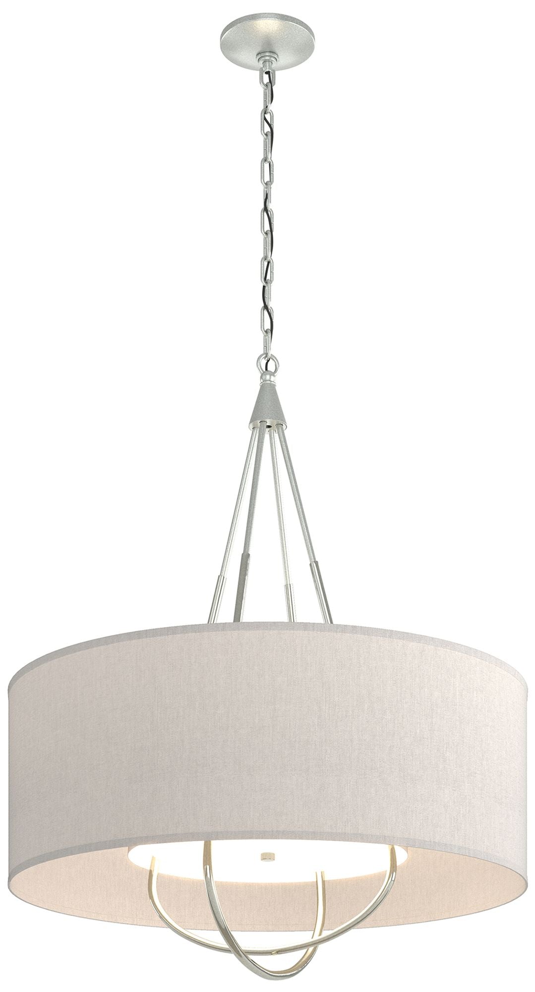 Loop Pendant - Vintage Platinum Finish - Sterling Accents - Flax Shade