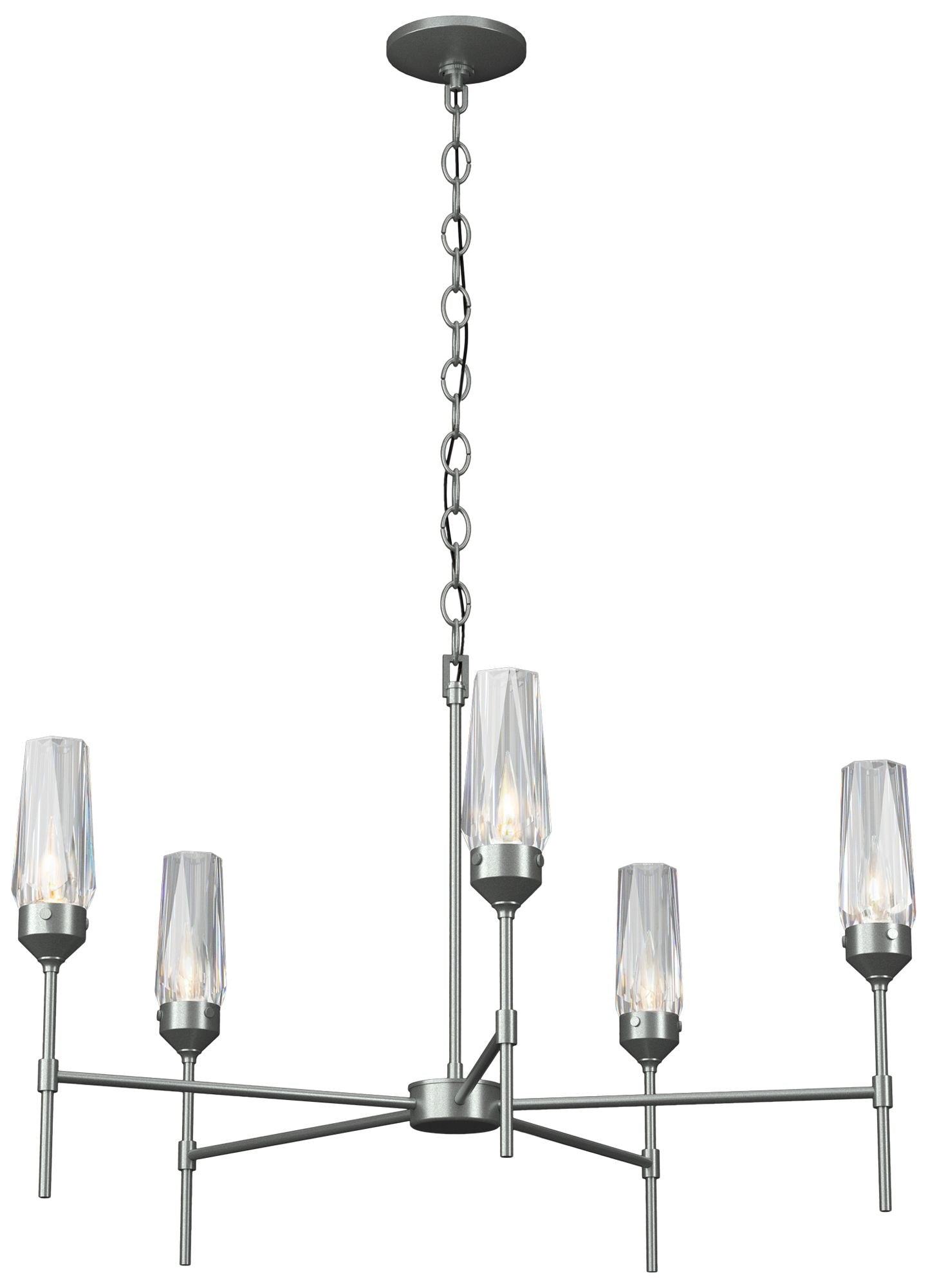 Luma 30.9" Wide Crystal Accented 5 Arm Vintage Platinum Chandelier