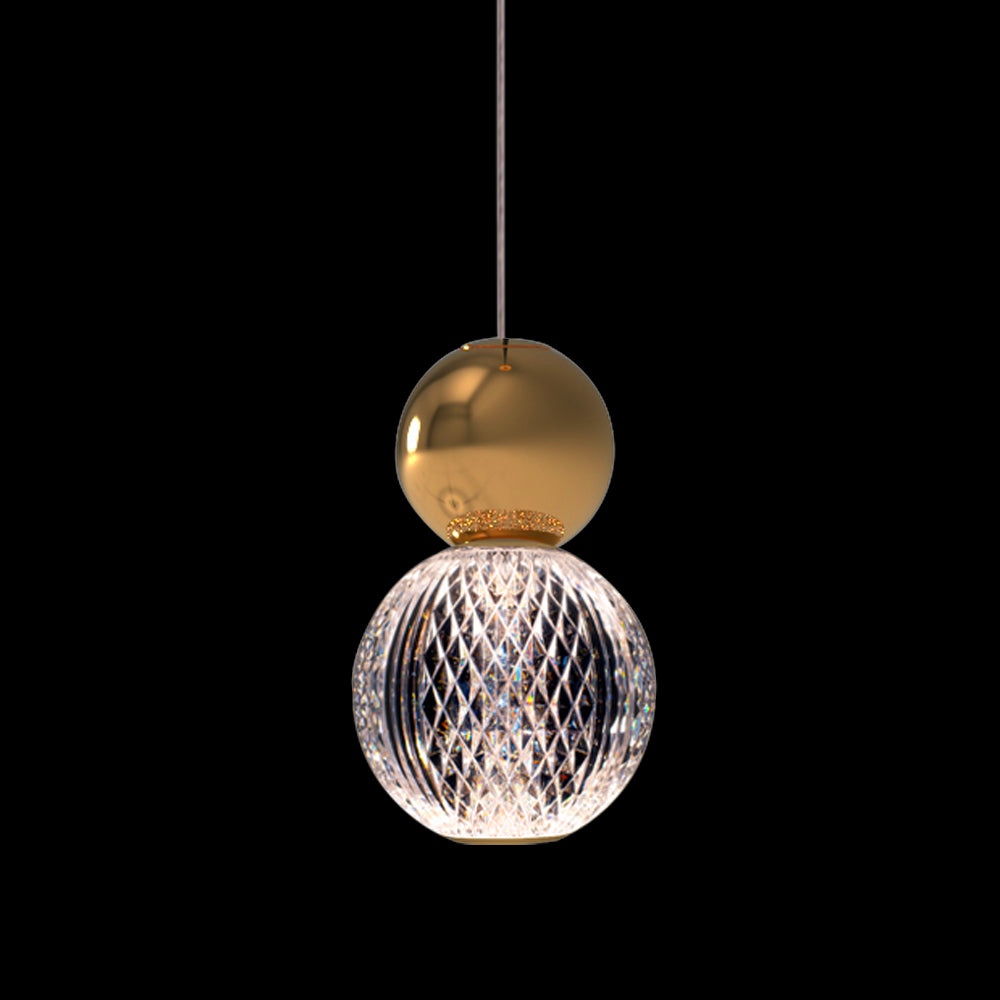 Luxury Round Gold Crystal Led Pendant Light