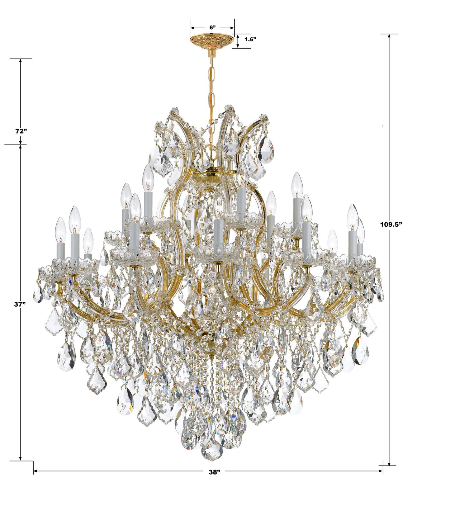 Maria Theresa 35" Wide 19-Light Gold and Crystal Chandelier