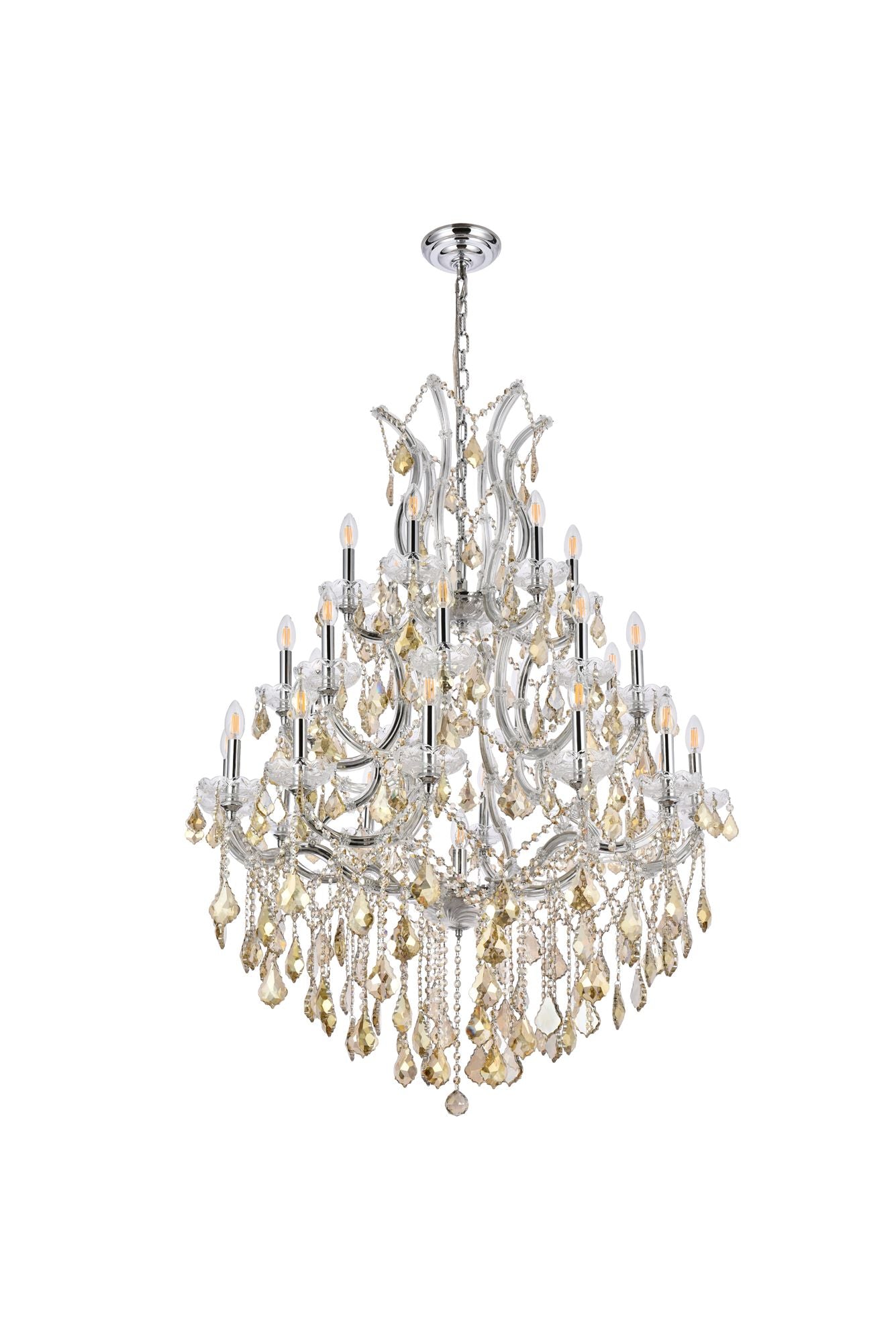 Maria Theresa 38" Wide Chrome and Golden Crystal Chandelier