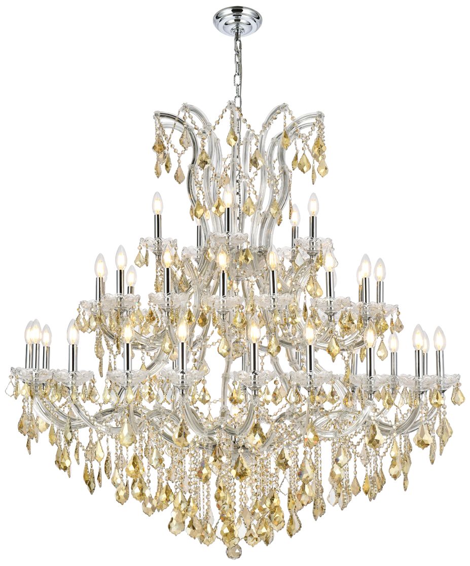 Maria Theresa 41 Lt Chrome Chandelier Golden Teak