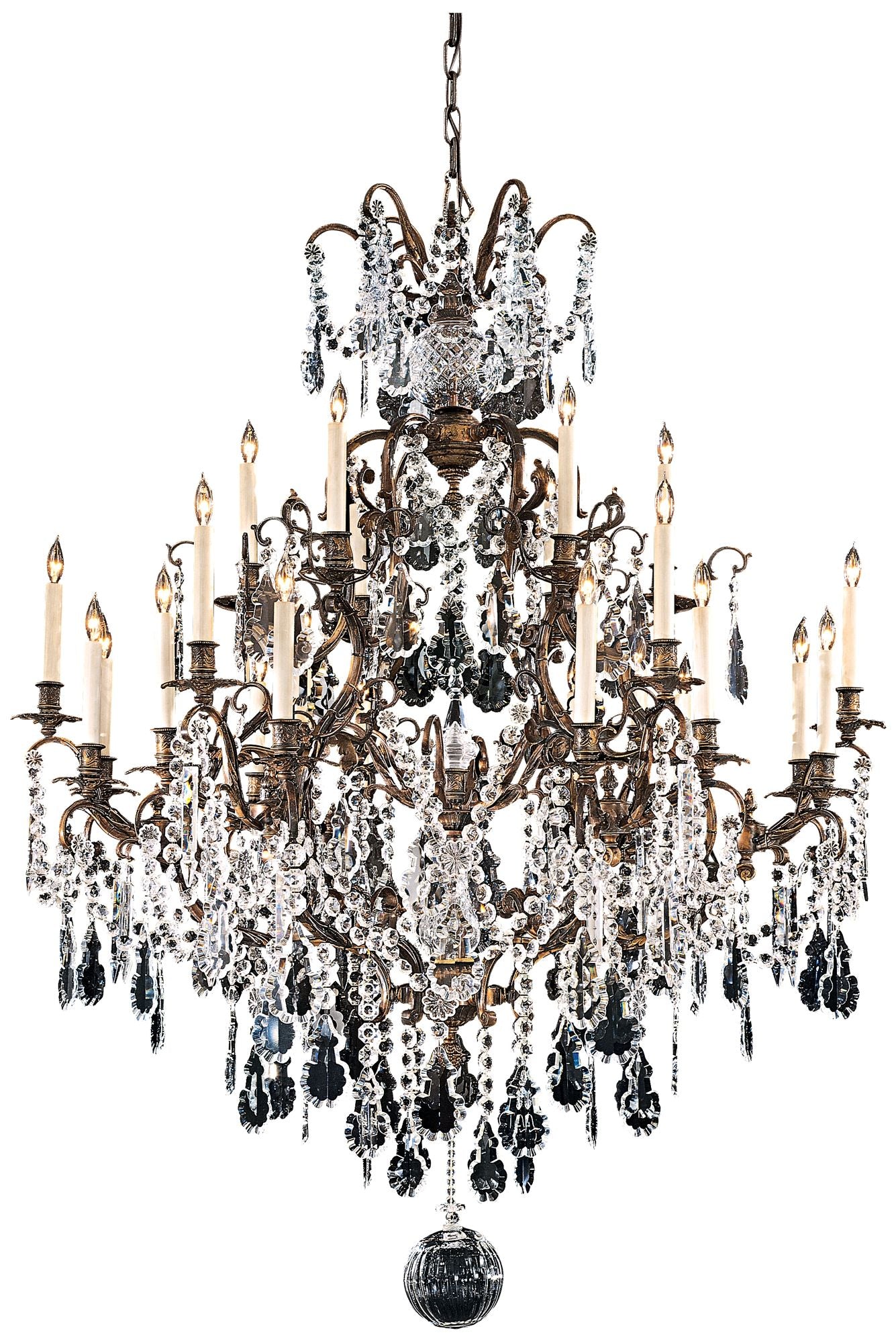 Metropolitan 24-Light 51-in Oxidized Brass Finish Lead Crystal Chandelier