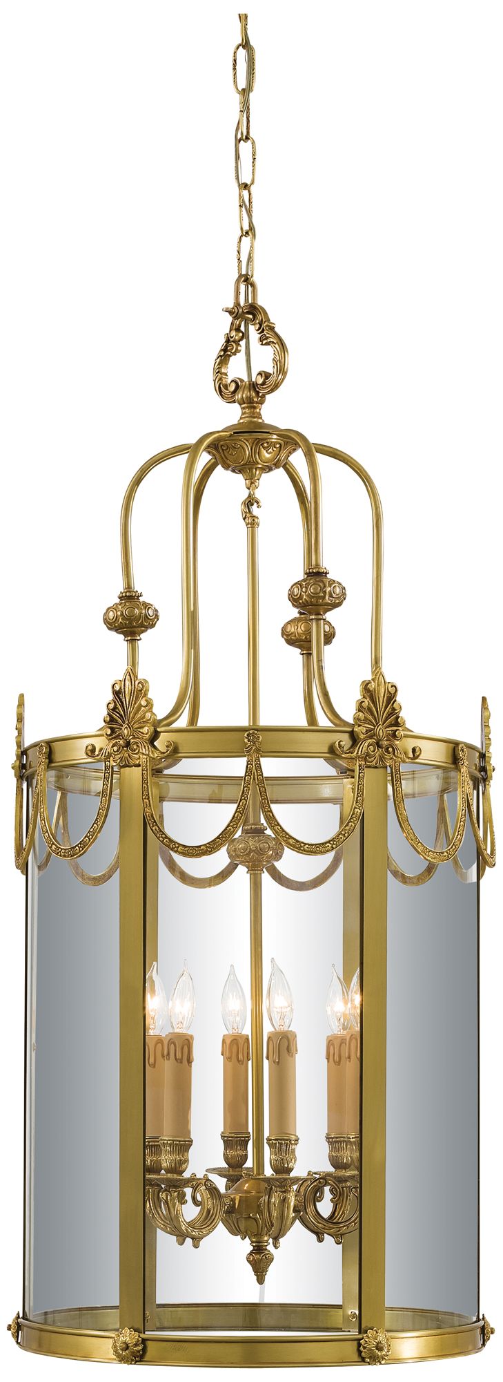 Metropolitan 6-Light 18.75-in Dore Gold Foyer Pendant with Glass Shades