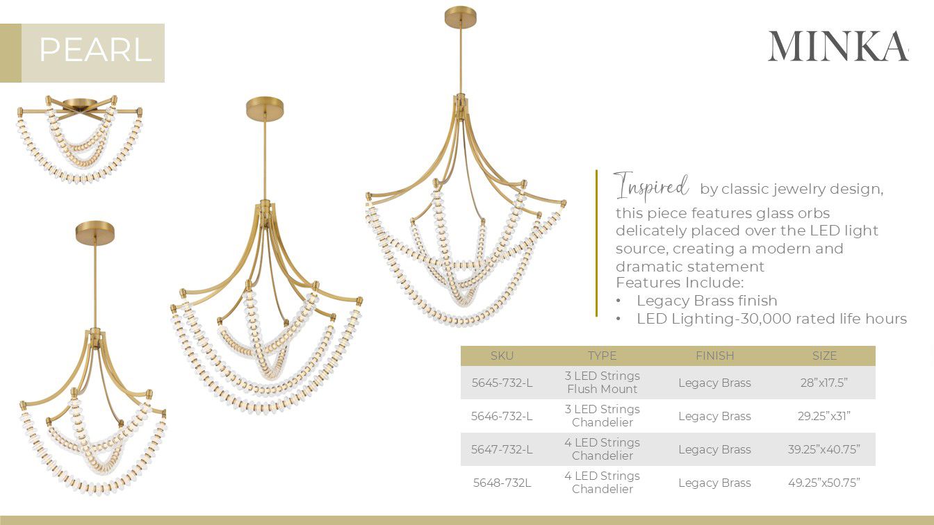 Minka-Lavery Pearl LED 49.25-in Legacy Brass Indoor Chandelier
