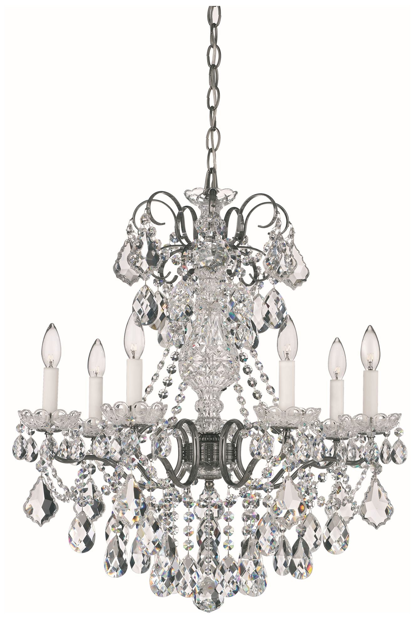 New Orleans 27"H x 24"W 7-Light Crystal Chandelier in Black Pearl