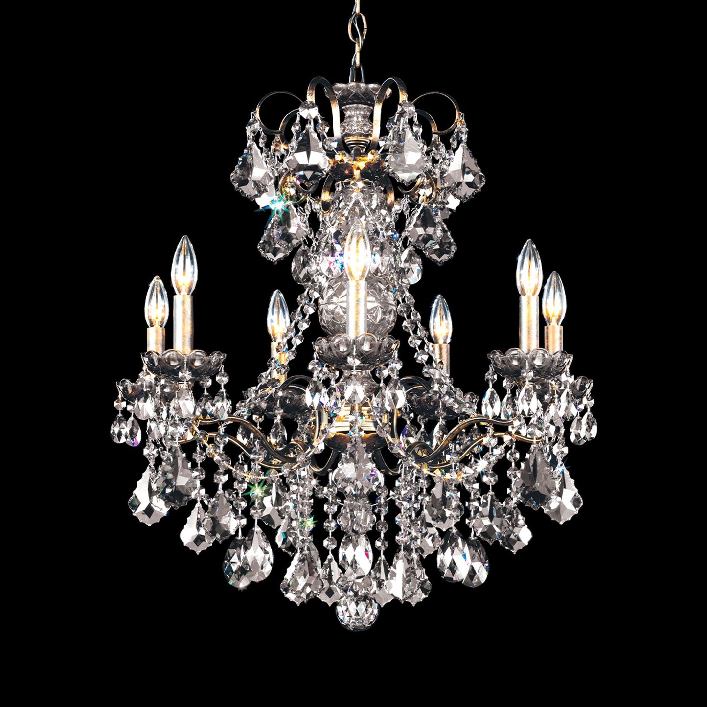 New Orleans 27"H x 24"W 7-Light Crystal Chandelier in Black Pearl