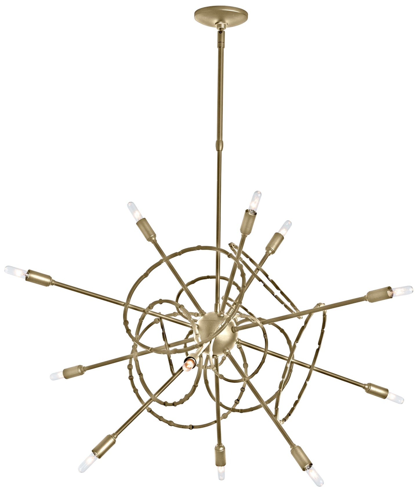 Olympus 12-Light Starburst Pendant - Modern Brass Finish - Standard Height