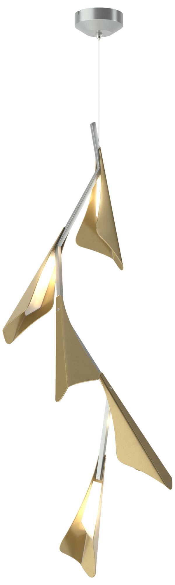 Plume 15"W 5-Light Modern Brass and Vintage Platinum Standard LED Pend