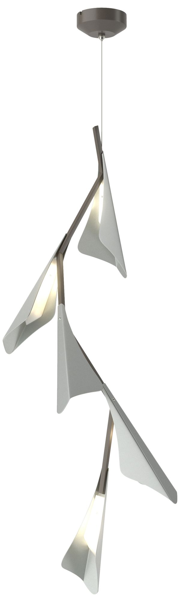 Plume 15"W 5-Light Vintage Platinum and Dark Smoke Standard LED Pendan