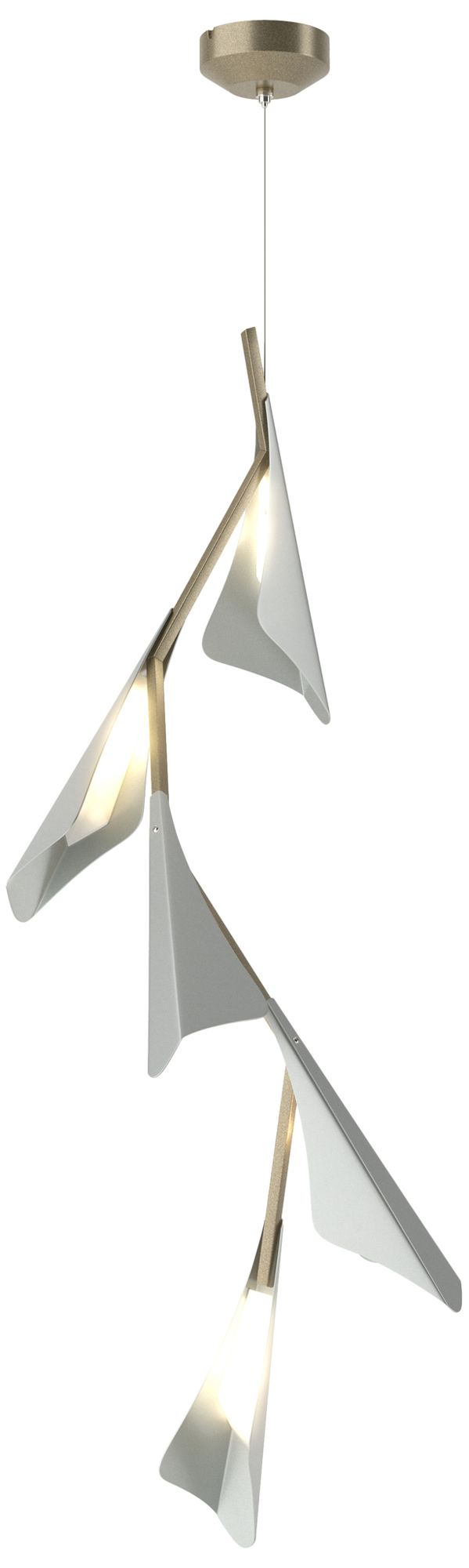 Plume 15"W 5-Light Vintage Platinum and Soft Gold Standard LED Pendant