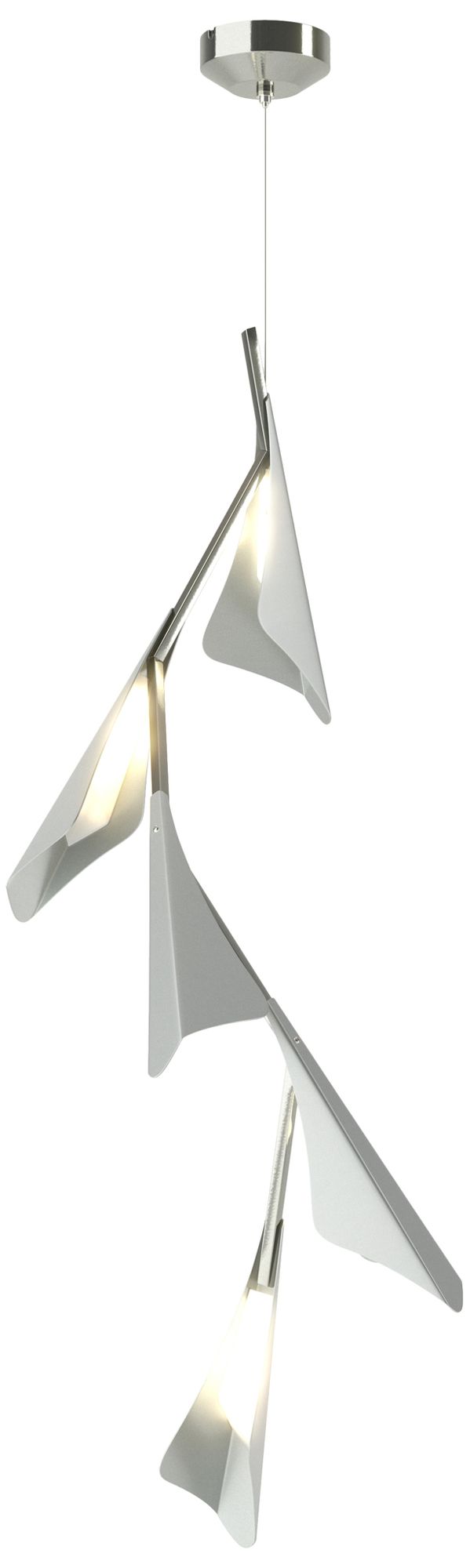 Plume 15"W 5-Light Vintage Platinum and Sterling Standard LED Pendant
