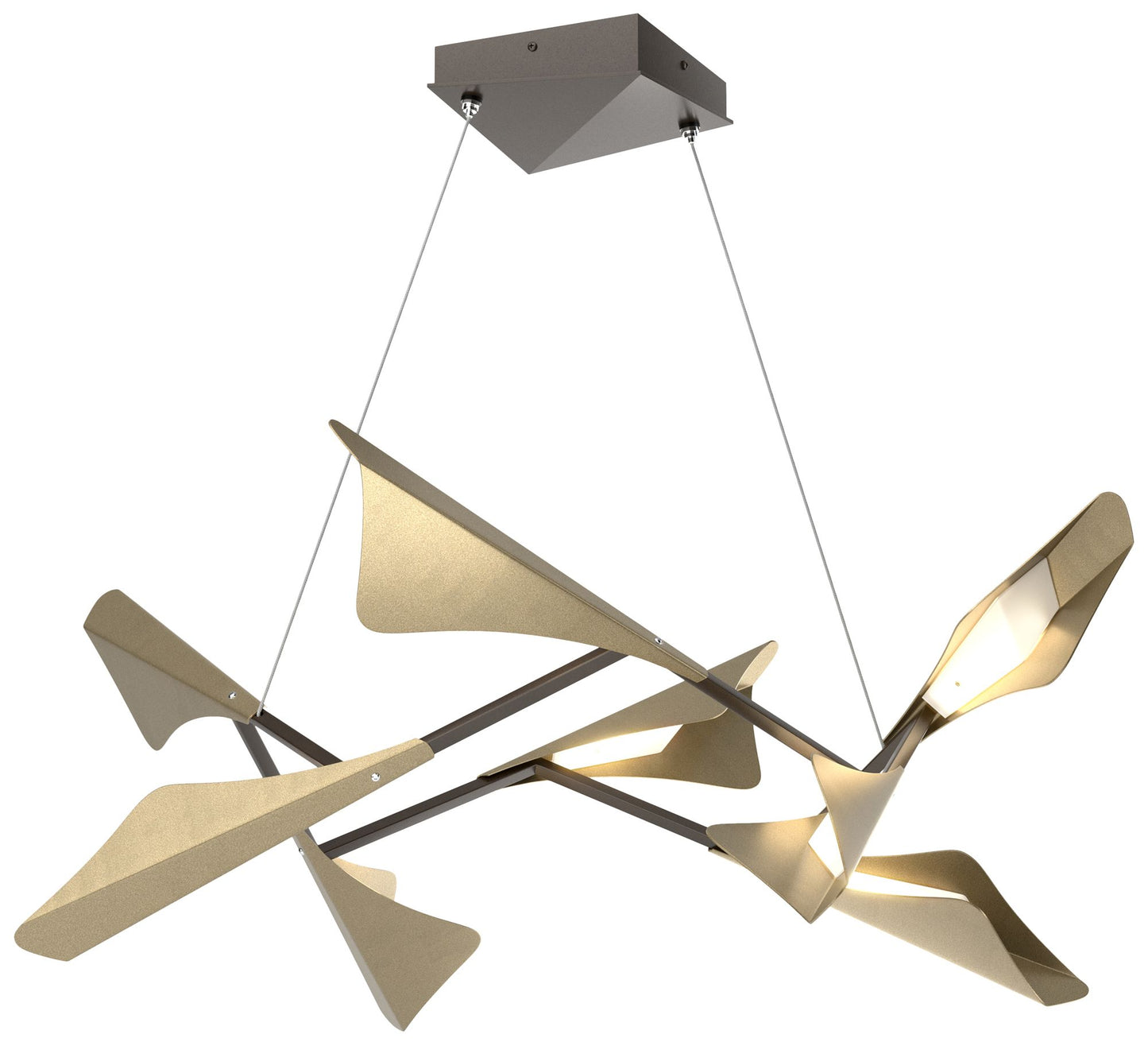 Plume 37.6"W 8-Light Soft Gold and Oil Rubbed Bronze Standard LED Pend