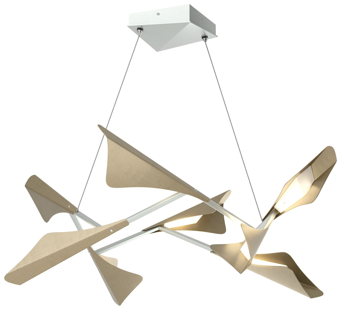 Plume 37.6"W 8-Light Soft Gold and Vintage Platinum Standard LED Penda