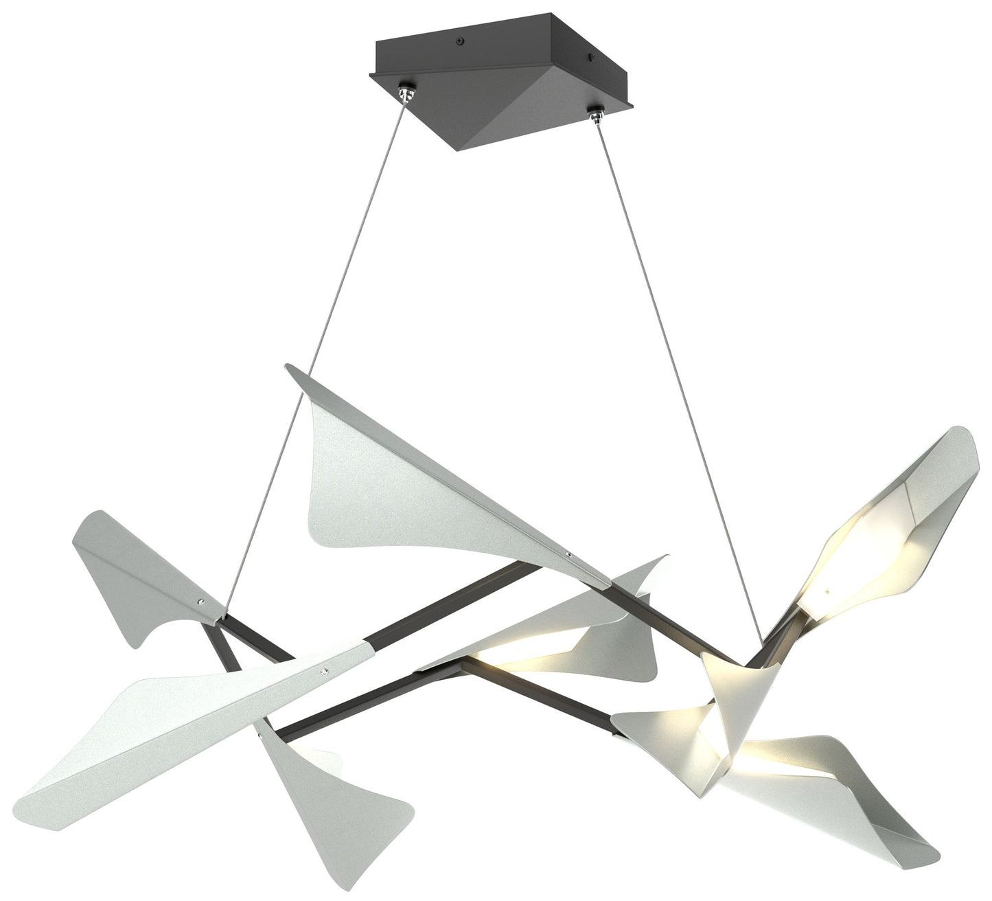 Plume 37.6"W 8-Light Vintage Platinum and Black Standard LED Pendant