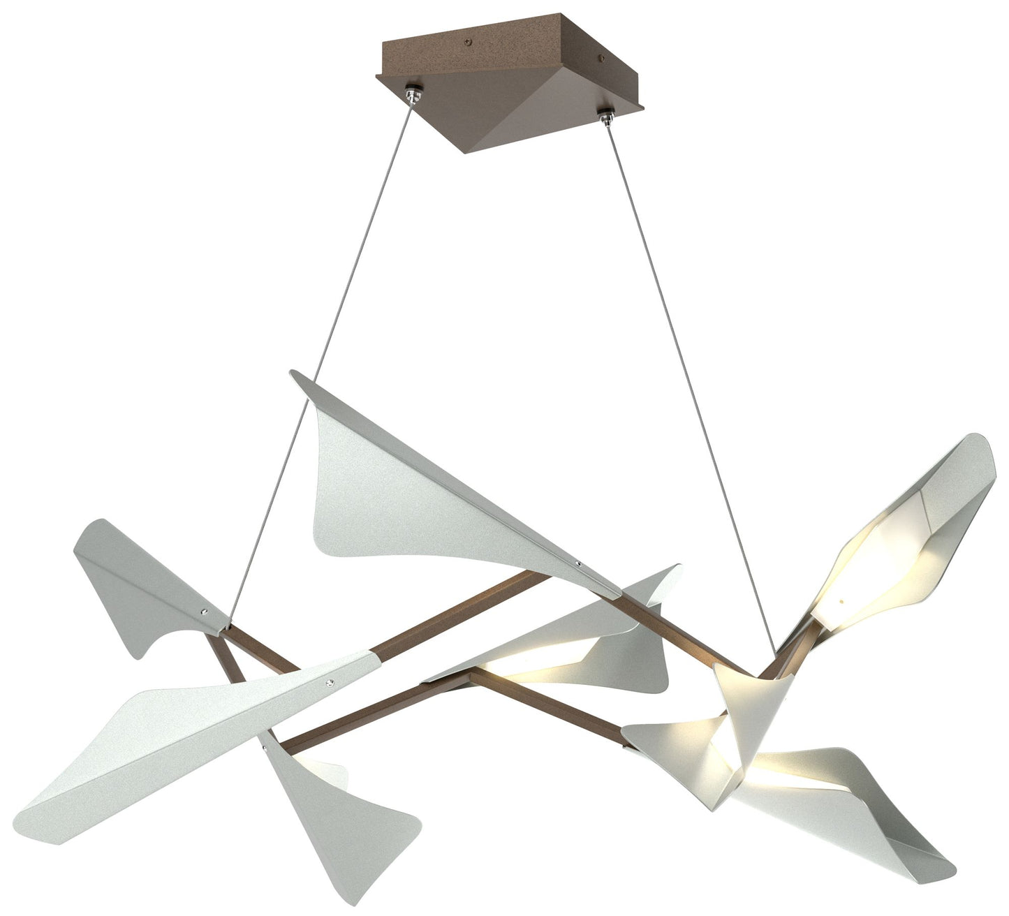 Plume 37.6"W 8-Light Vintage Platinum and Bronze Standard LED Pendant