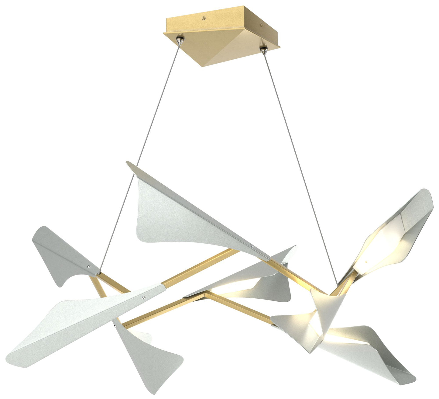 Plume 37.6"W 8-Light Vintage Platinum and Modern Brass Standard LED Pe