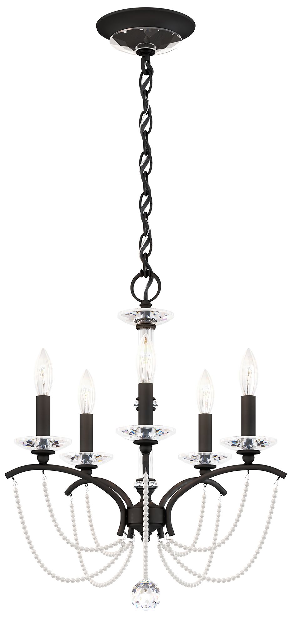 Priscilla 22"H x 18"W 5-Light Crystal Chandelier in Black
