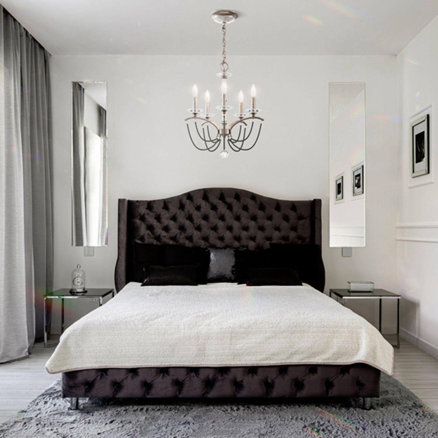 Priscilla 22"H x 18"W 5-Light Crystal Chandelier in White