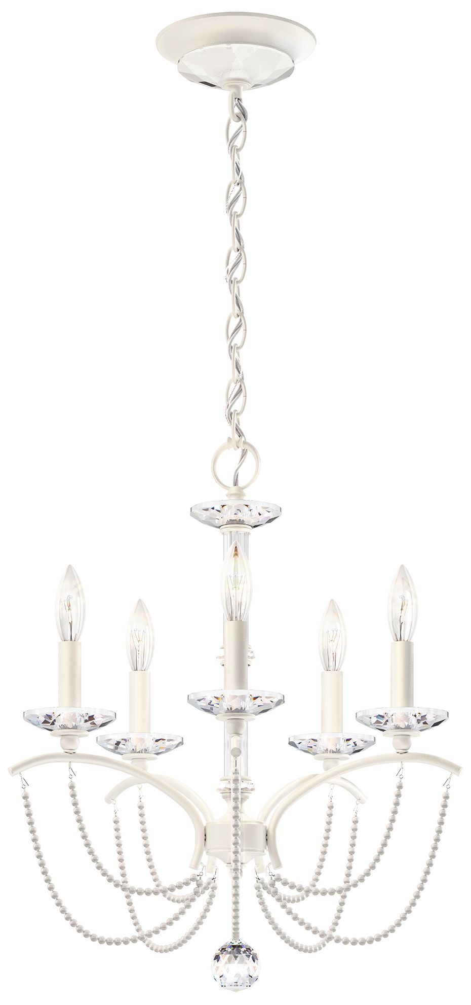 Priscilla 22"H x 18"W 5-Light Crystal Chandelier in White