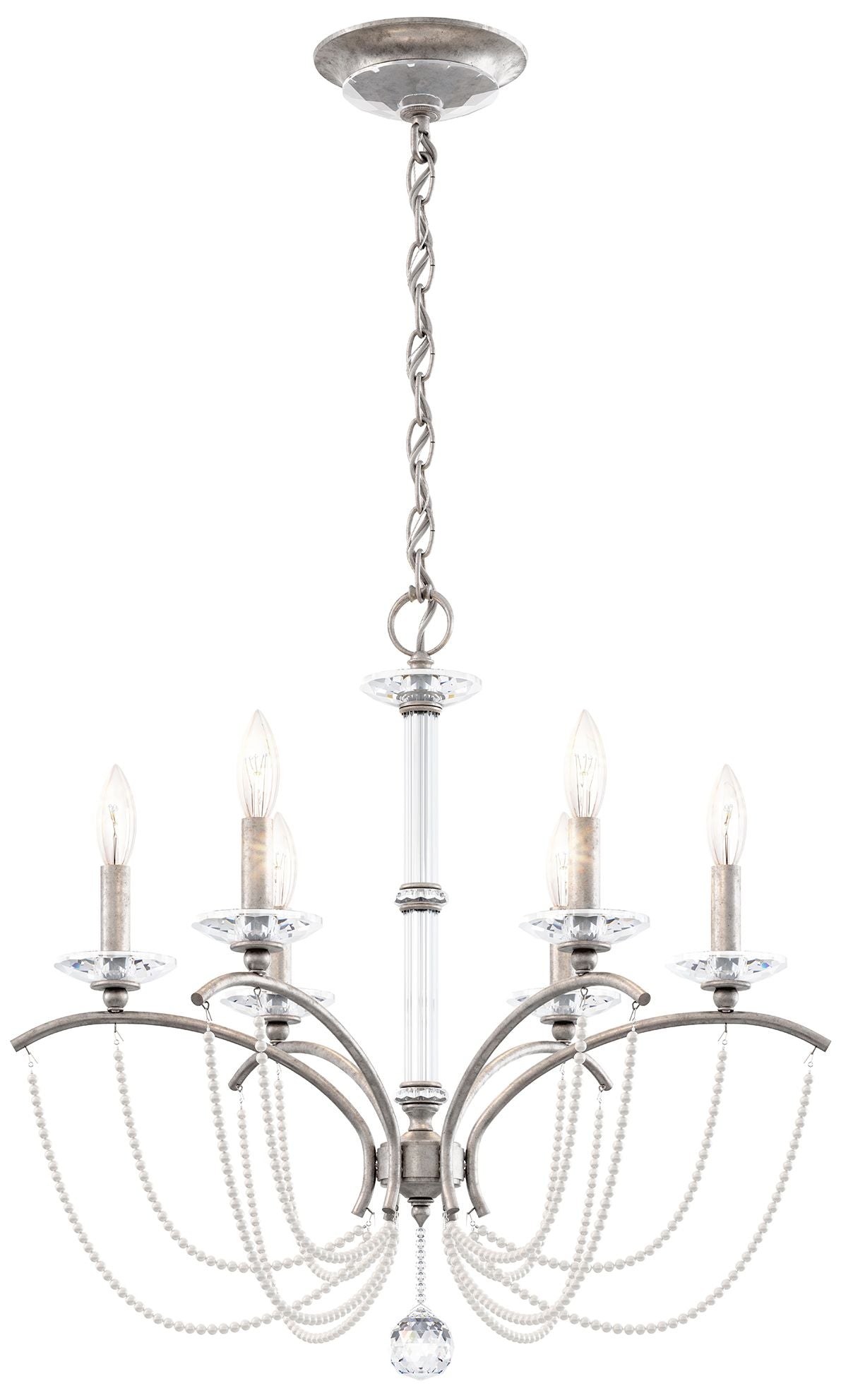 Priscilla 23.5"H x 23.5"W 6-Light Crystal Chandelier in Antique S