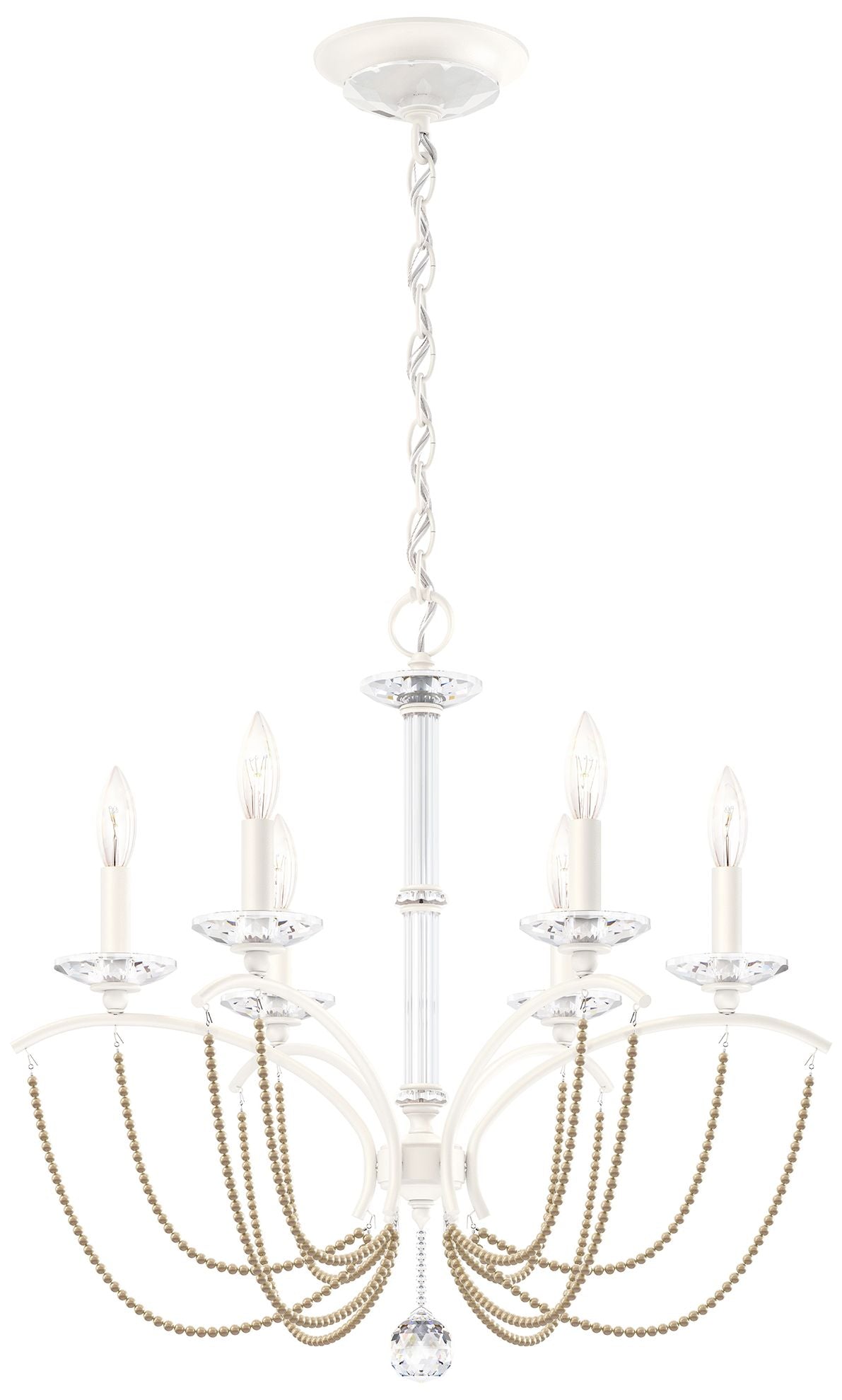 Priscilla 23.5"H x 23.5"W 6-Light Crystal Chandelier in White