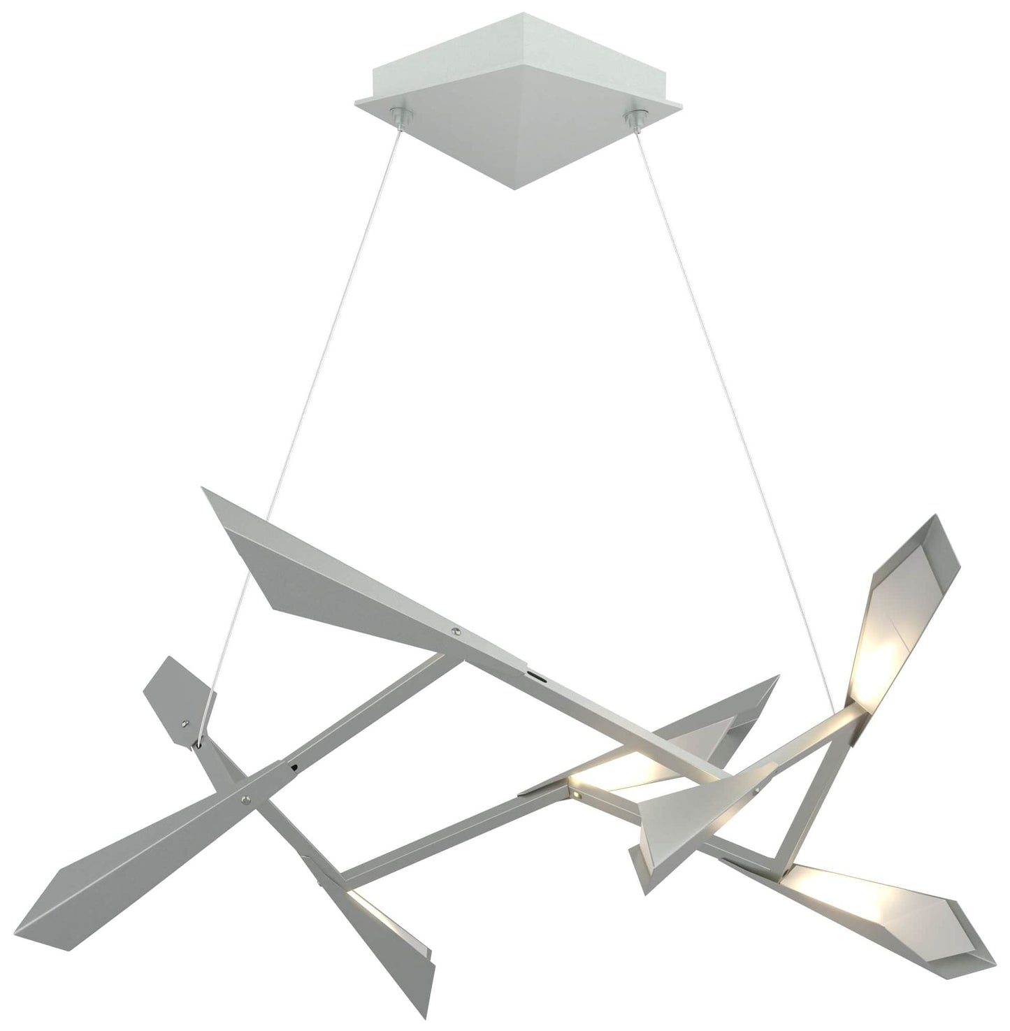 Quill 33.9"W Vintage Platinum Horizontal LED Pendant With Platinum Sha