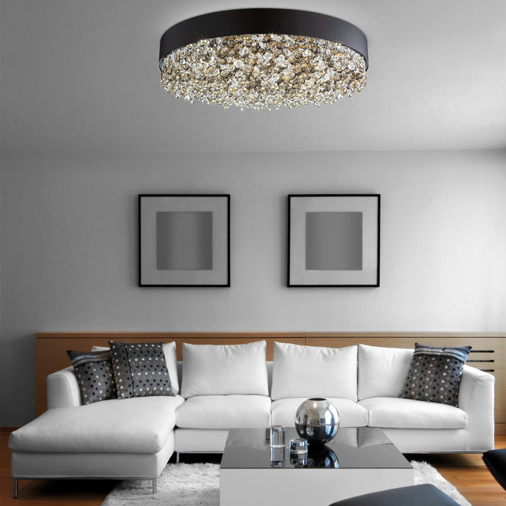 Round Matt Black Chandelier Ceiling Light