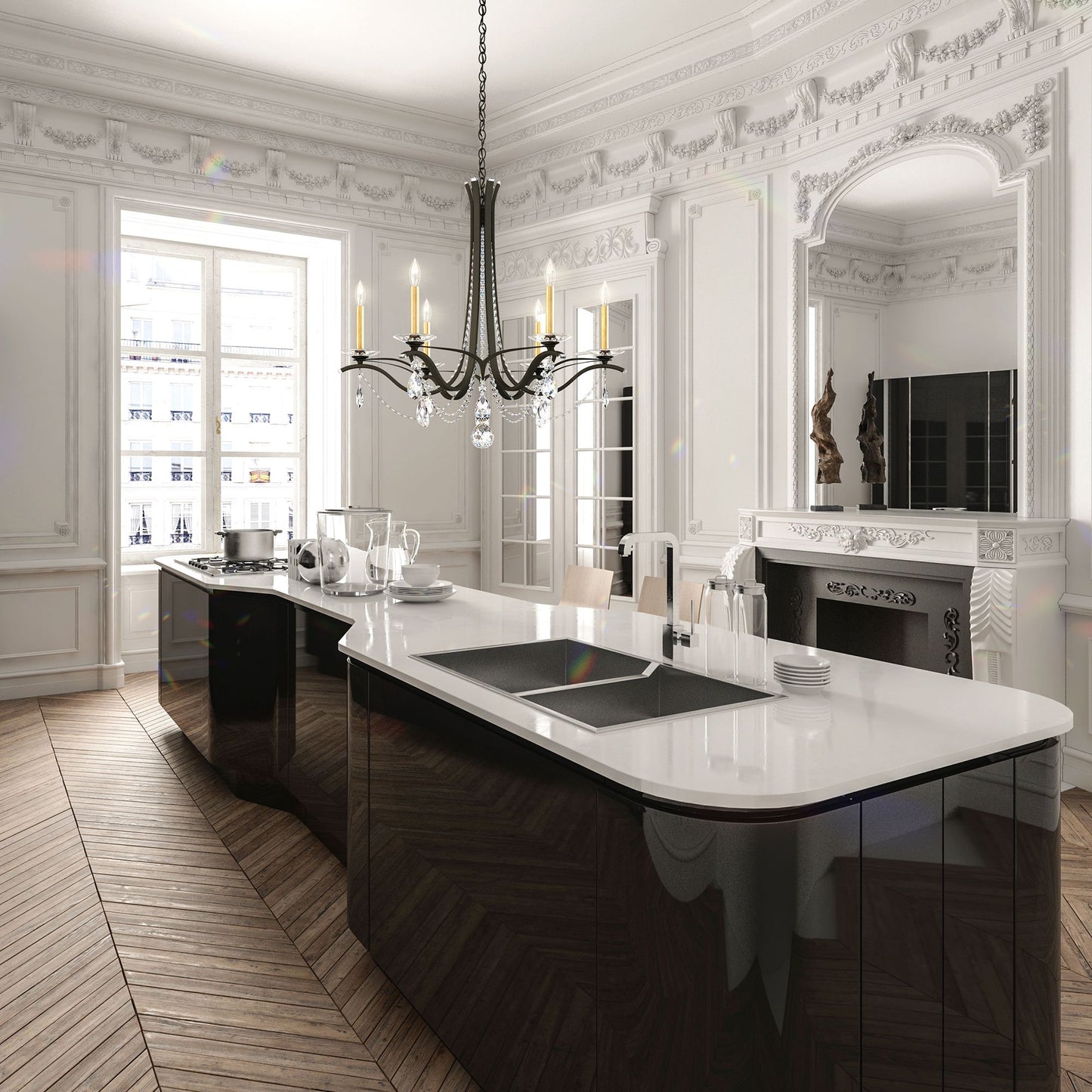 Schonbek Vesca 33" Wide Bronze Crystal Chandelier