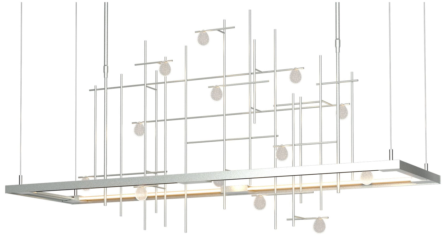 Spring 53.4"W Short Height LED Pendant w/ Clear Bubble Glass Shade