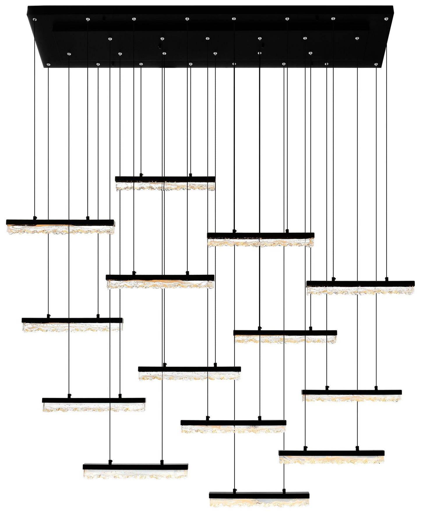 Stagger Integrated LED Black Chandelier
