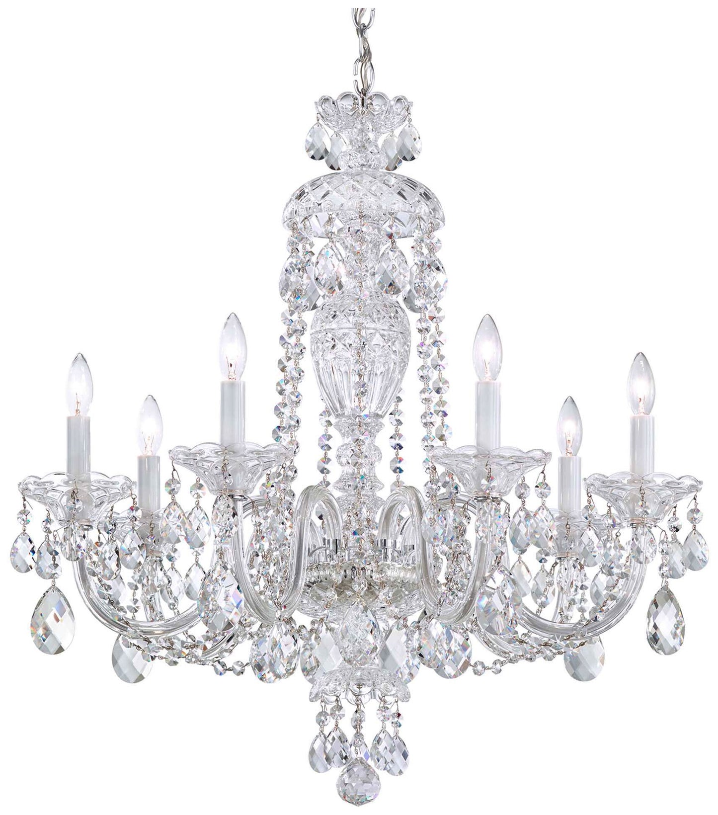 Sterling 26"H x 25"W 7-Light Crystal Chandelier in Silver