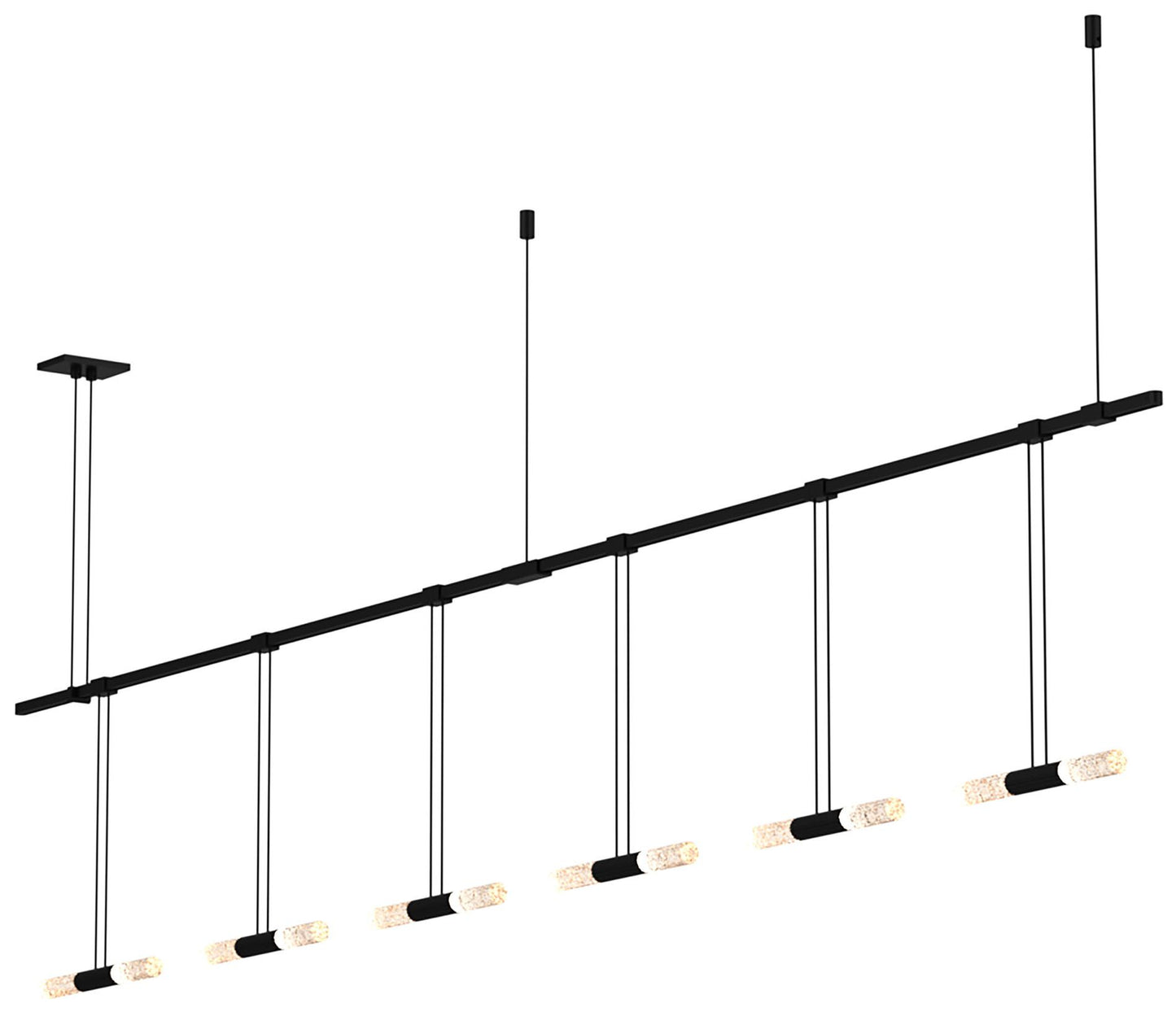 Suspenders 73" Wide Satin Black 2-Bar Linear Pendant