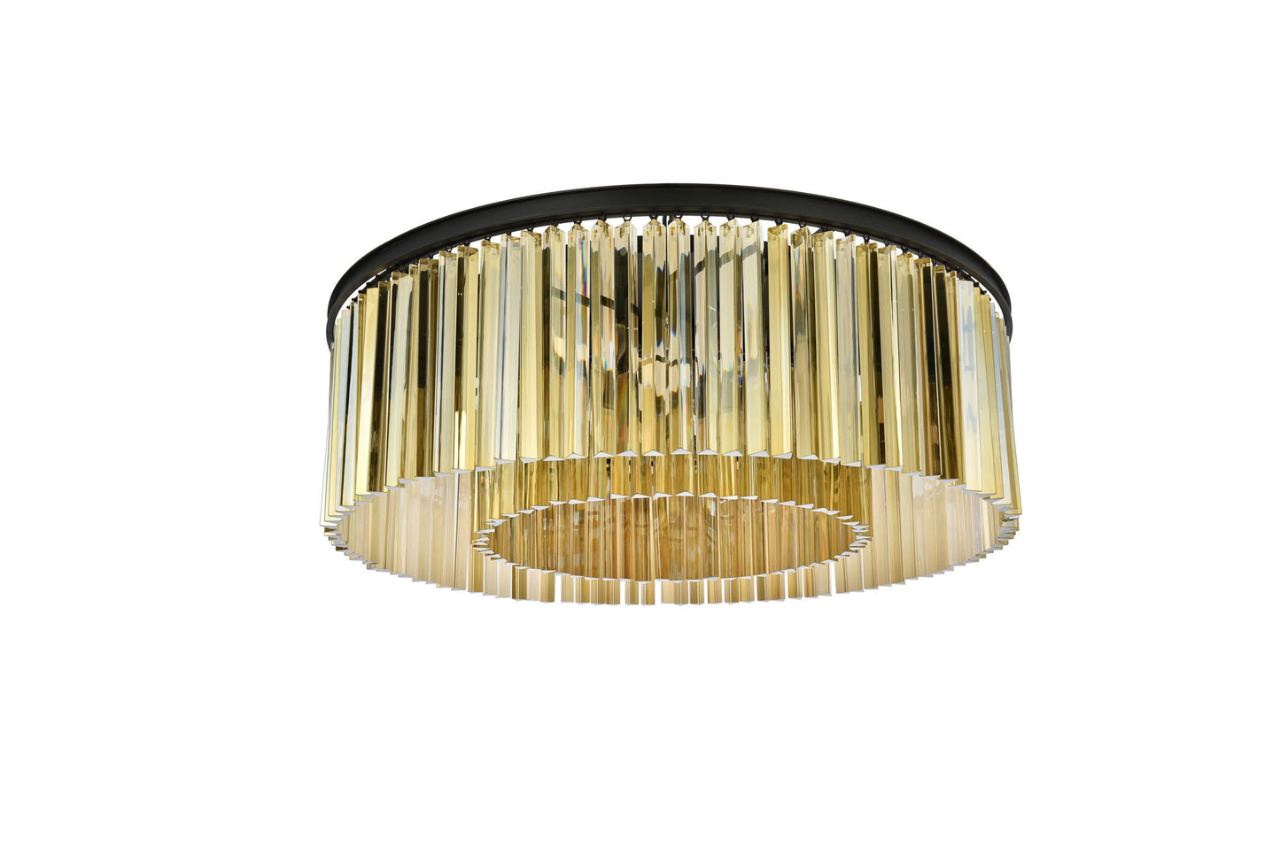 Sydney 10 Lt Matte Black Flush Mount Golden Teak