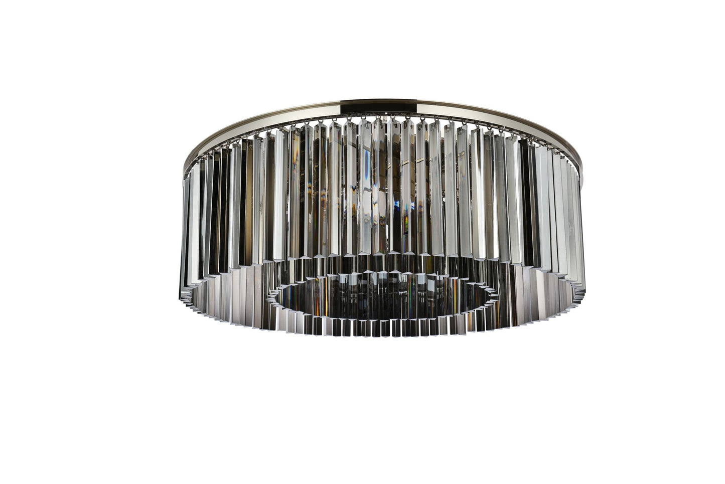 Sydney 10 Lt Polished Nickel Flush Mount Silver Shade (Grey)