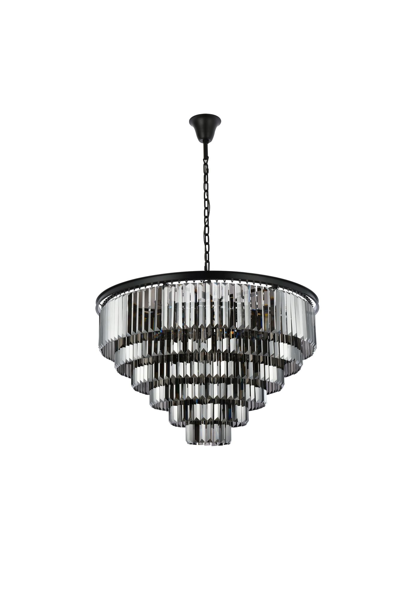 Sydney 33 Lt Matte Black Chandelier Silver Shade (Grey)