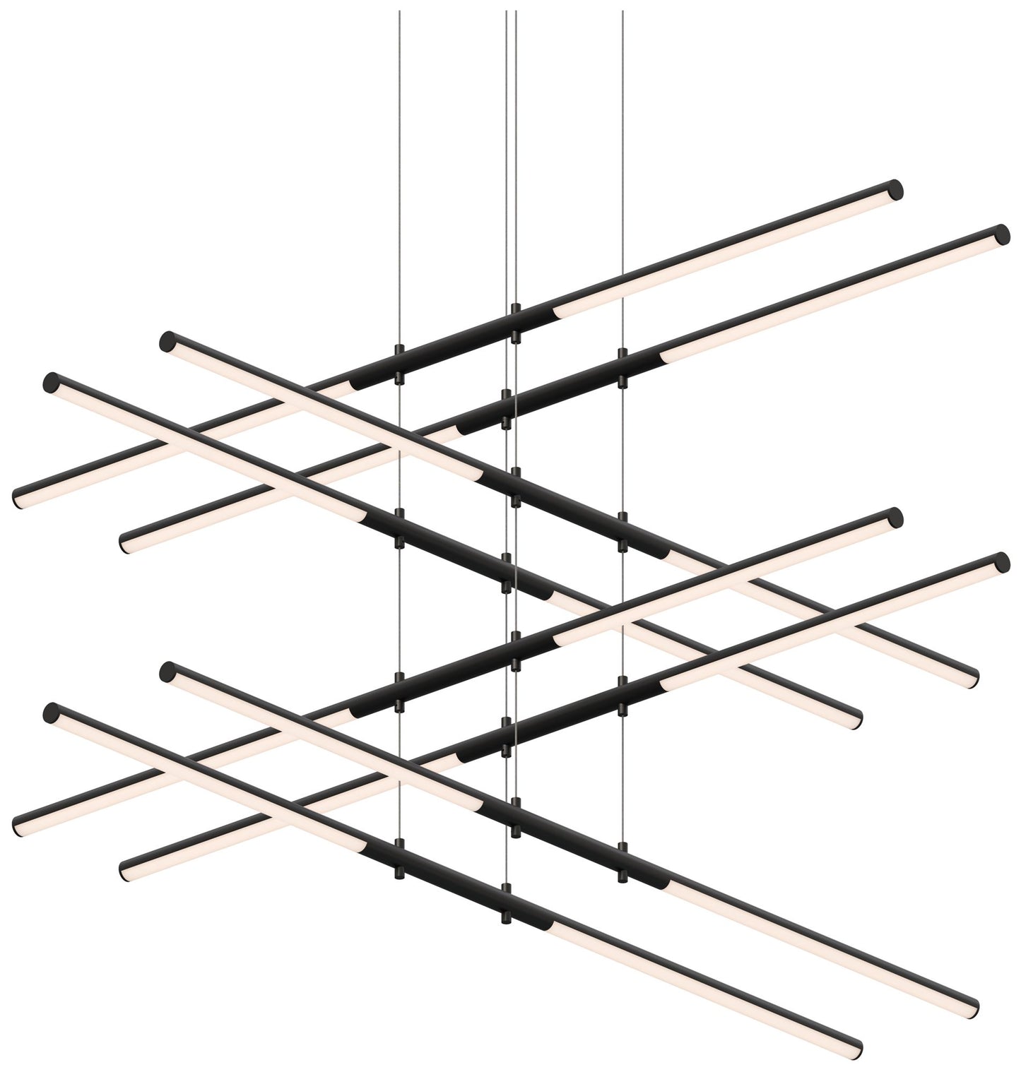 Tik.Tak Stack 47.5" Wide Satin Black 4.Tier LED Pendant