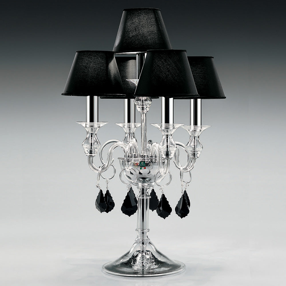 Traditional Table Lamp With Black Crystal Drops