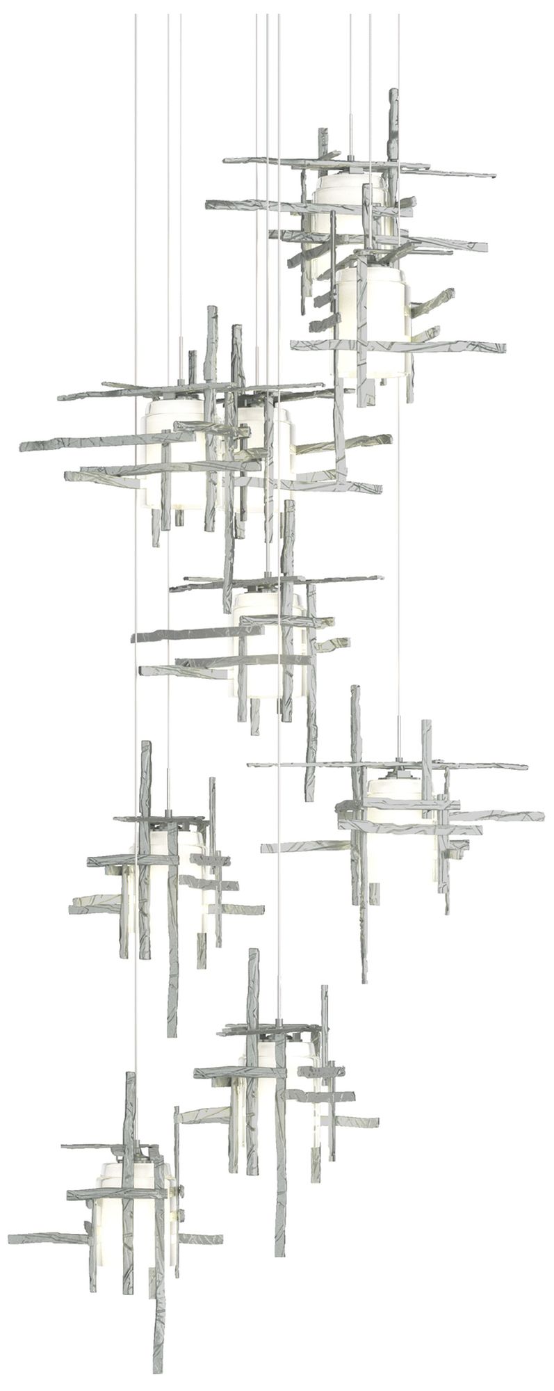 Tura 29.6"W 9-Light Round Long Pendant w/ Frosted Glass Shade